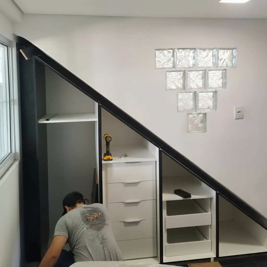 Móvel planejado para o espaço sob a escada